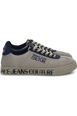 VERSACE Logo-print suede sneakers