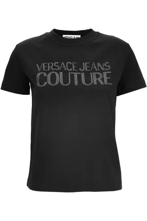 VERSACE Rhinestone-logo cotton T-shirt