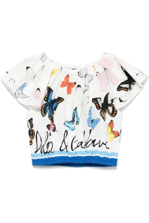 Dolce & Gabbana Butterfly-print poplin blouse