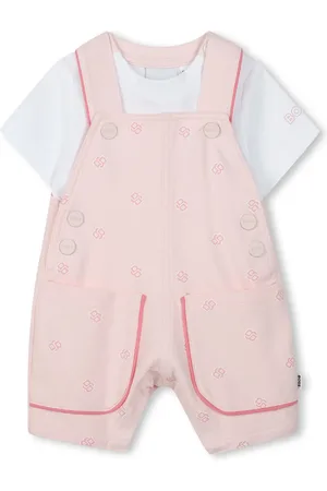 HUGO BOSS Logo dungarees and t-shirt set