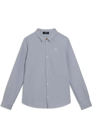 VERSACE Medusa-embroidered striped shirt