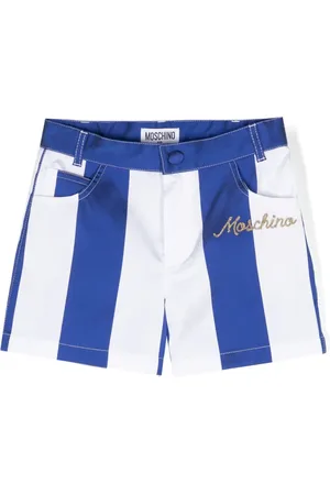 Moschino Logo-embroidered striped shorts