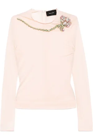 Simone Rocha Carnation-embellished mesh top