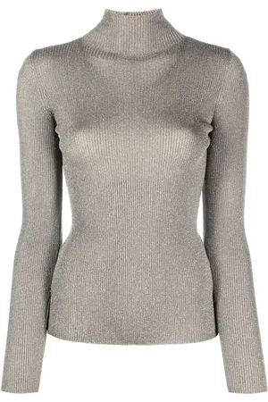 Twin-Set Metallic-threading ribbed jumper