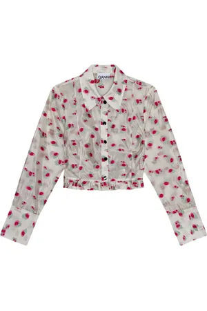 Ganni Floral-print organza shirt