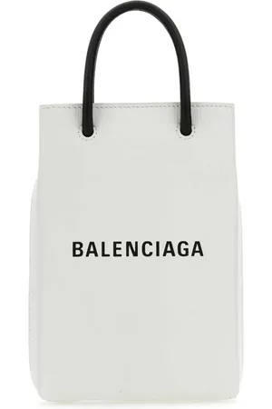 Balenciaga Printed leather phone holder