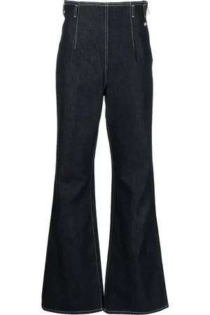 GCDS Contrast-stitching high-rise flared jeans
