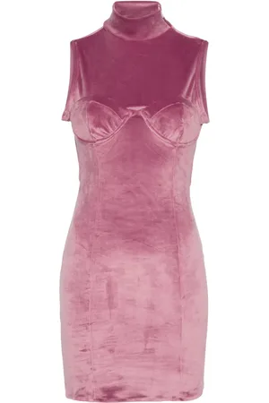GCDS Logo-embroidered open-back velvet minidress