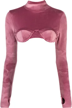 GCDS Velvet-finish high-neck top