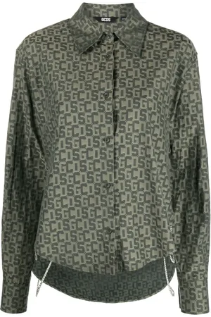 GCDS Crystal-chain monogram shirt