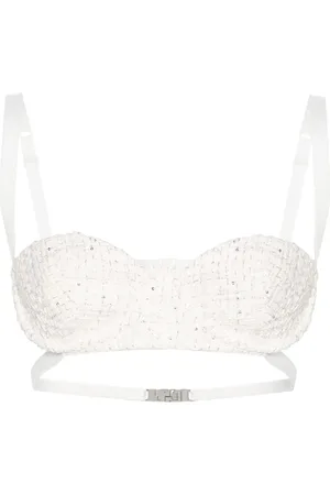 GCDS Sequin-embellishment tweed bralette