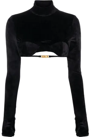 GCDS Velvet-finish high-neck top