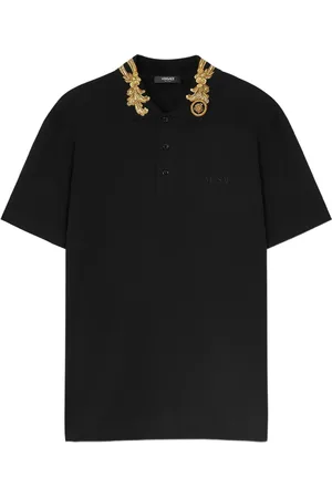 VERSACE Barocco Leaf embroidered polo shirt