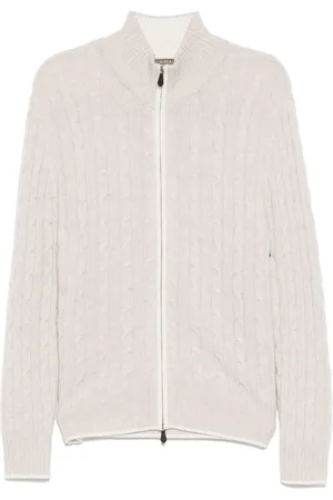 N.PEAL Contrast Cable Full Zip sweater