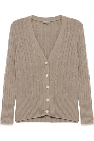 N.PEAL Clara Cable V Neck Cardigan