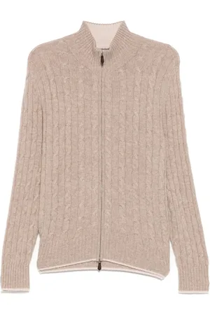 N.PEAL Contrast Cable Full Zip sweater