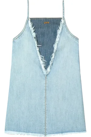 OFF-WHITE Frayed denim mini dress