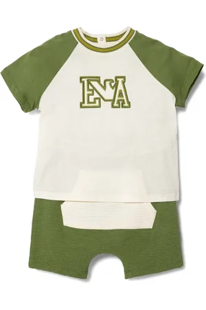 Emporio Armani Logo-embroidered short and T-shirt set