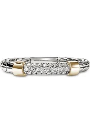 John Hardy 14K yellow gold and sterling diamond pav?? ring