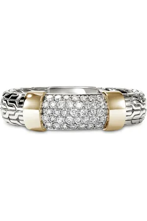 John Hardy 14K yellow gold and sterling diamond pav?? ring