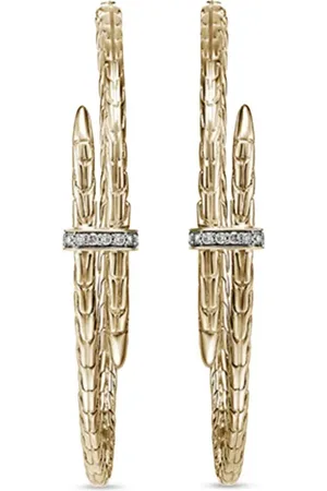 John Hardy 14kt large Spear diamond hoop earrings