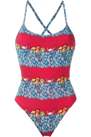AMIR SLAMA Printed spaghetti straps one piece