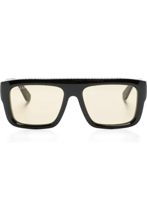 Gucci Logo-engraved rectangle-frame sunglasses