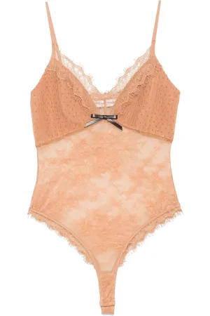 Self-Portrait Dot-pattern mesh bodysuit