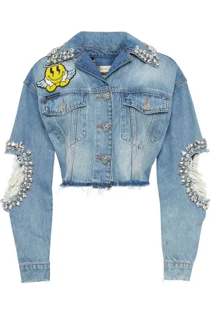 Philipp Plein Denim cropped Smile jacket