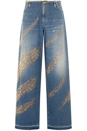 Roberto Cavalli Distressed wide-leg jeans