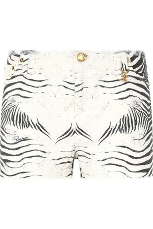 Roberto Cavalli Zebra-print denim shorts