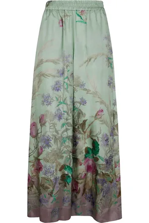 La DoubleJ Heath Plac??e-print silk trousers