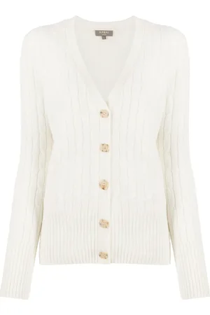 N.PEAL V-neck cable-knit cardigan