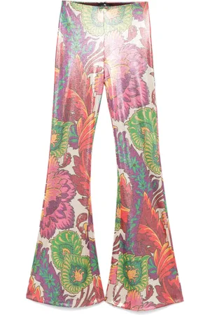 Etro Floral-print laminated trousers