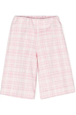 MONNALISA Logo-plaque tartan straight trousers
