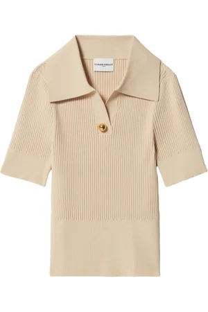 Claudie Pierlot Ribbed-knit polo top