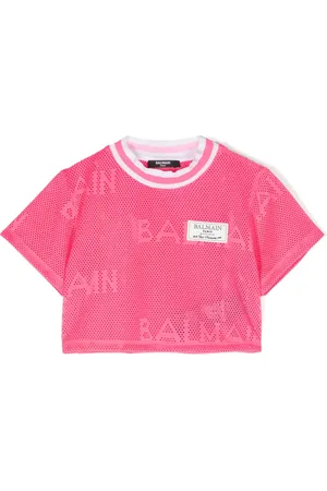 Balmain Logo-patch mesh T-shirt