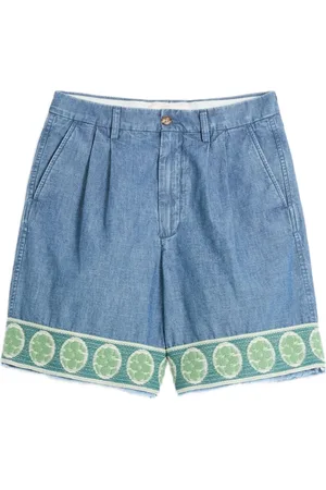 VALENTINO GARAVANI Jacquard-hem denim bermuda shorts