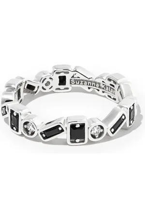 Suzanne Kalan 18kt white gold Inlay Zigzag sapphire eternity band ring