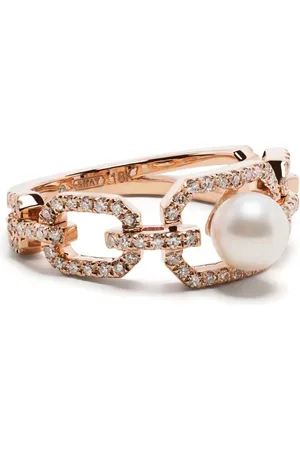 Shay 18kt rose diamond and pearl ring