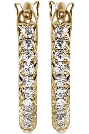 John Hardy 14kt yellow JH Essential diamond hoop earrings