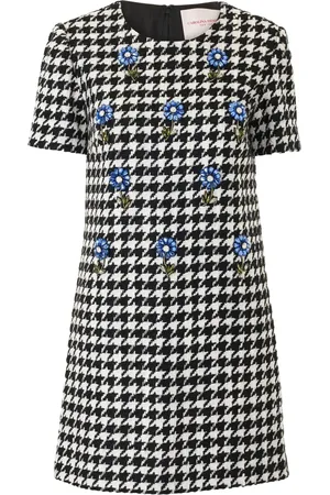 Carolina Herrera Embroidered houndstooth mini dress
