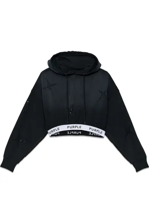 Purple Brand Logo-tape cotton hoodie