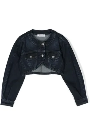 MONNALISA Curved-hem cropped denim jacket