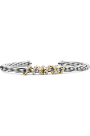 David Yurman 18kt yellow gold and sterling Helena Center Station diamond bracelet (4mm)