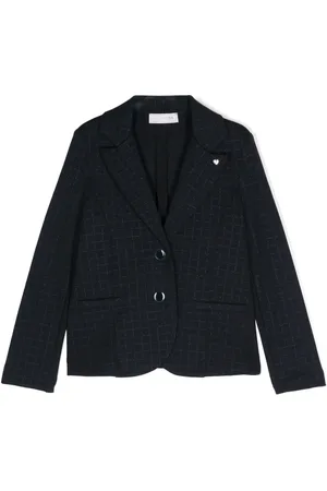 MONNALISA Glittered-check single-breasted blazer