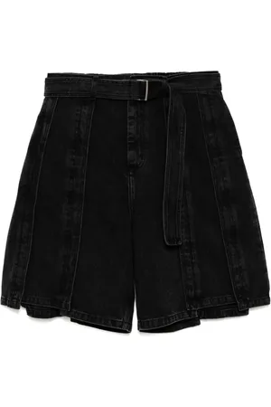 SONGZIO Belted vertical denim shorts