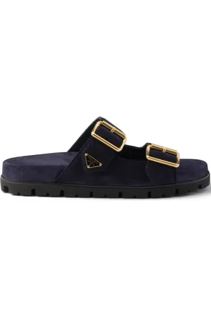 Prada Buckle suede slides