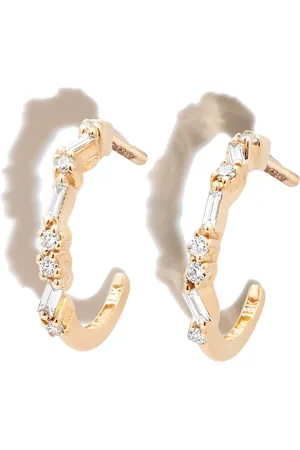 Suzanne Kalan 18kt yellow diamond hoop earrings