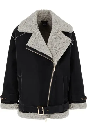 Armani Exchange Zipped faux-fur trim jacket